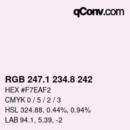 Color code: RGB 247.1 234.8 242 | qconv.com