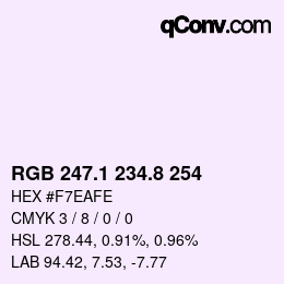 Color code: RGB 247.1 234.8 254 | qconv.com