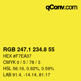 カラーコード: RGB 247.1 234.8 55 | qconv.com