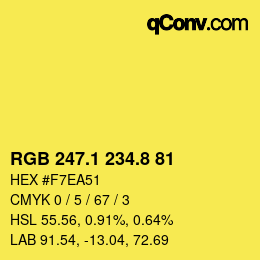 カラーコード: RGB 247.1 234.8 81 | qconv.com