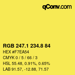 カラーコード: RGB 247.1 234.8 84 | qconv.com