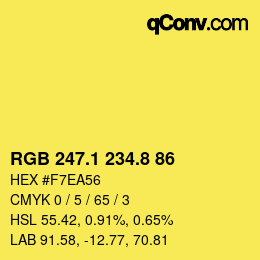 カラーコード: RGB 247.1 234.8 86 | qconv.com