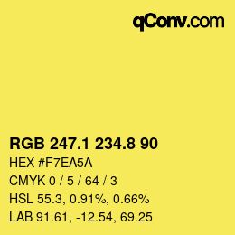 カラーコード: RGB 247.1 234.8 90 | qconv.com