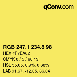 カラーコード: RGB 247.1 234.8 98 | qconv.com