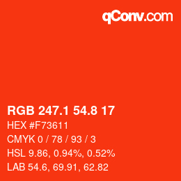 カラーコード: RGB 247.1 54.8 17 | qconv.com