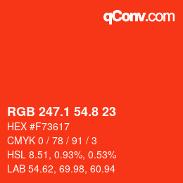 カラーコード: RGB 247.1 54.8 23 | qconv.com