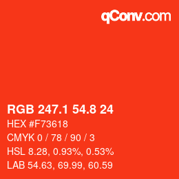 カラーコード: RGB 247.1 54.8 24 | qconv.com