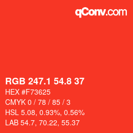 カラーコード: RGB 247.1 54.8 37 | qconv.com