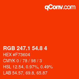カラーコード: RGB 247.1 54.8 4 | qconv.com