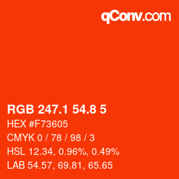 カラーコード: RGB 247.1 54.8 5 | qconv.com