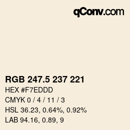 Color code: RGB 247.5 237 221 | qconv.com