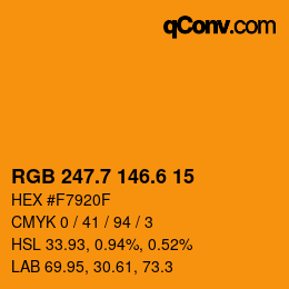 カラーコード: RGB 247.7 146.6 15 | qconv.com