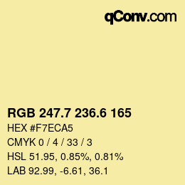 カラーコード: RGB 247.7 236.6 165 | qconv.com