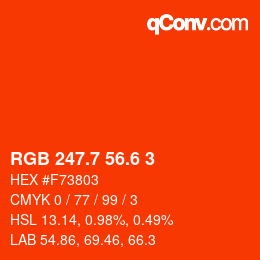カラーコード: RGB 247.7 56.6 3 | qconv.com