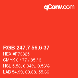 カラーコード: RGB 247.7 56.6 37 | qconv.com