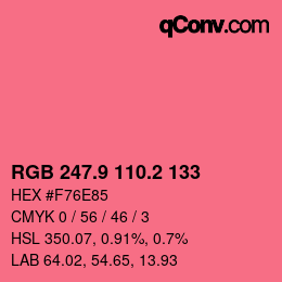 カラーコード: RGB 247.9 110.2 133 | qconv.com