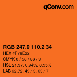 カラーコード: RGB 247.9 110.2 34 | qconv.com