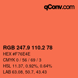 カラーコード: RGB 247.9 110.2 78 | qconv.com