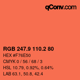 カラーコード: RGB 247.9 110.2 80 | qconv.com