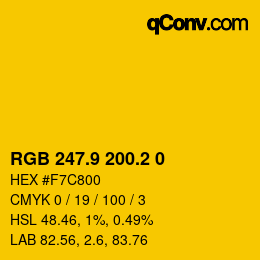 カラーコード: RGB 247.9 200.2 0 | qconv.com