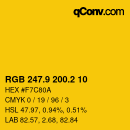 カラーコード: RGB 247.9 200.2 10 | qconv.com