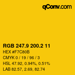 カラーコード: RGB 247.9 200.2 11 | qconv.com