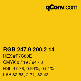 カラーコード: RGB 247.9 200.2 14 | qconv.com