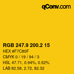 カラーコード: RGB 247.9 200.2 15 | qconv.com