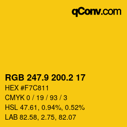 カラーコード: RGB 247.9 200.2 17 | qconv.com