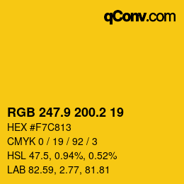 カラーコード: RGB 247.9 200.2 19 | qconv.com