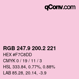 カラーコード: RGB 247.9 200.2 221 | qconv.com