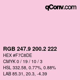 カラーコード: RGB 247.9 200.2 222 | qconv.com