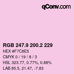 カラーコード: RGB 247.9 200.2 229 | qconv.com