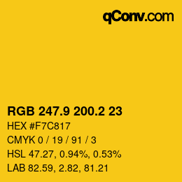 カラーコード: RGB 247.9 200.2 23 | qconv.com