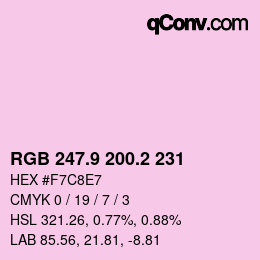 カラーコード: RGB 247.9 200.2 231 | qconv.com