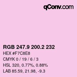 カラーコード: RGB 247.9 200.2 232 | qconv.com