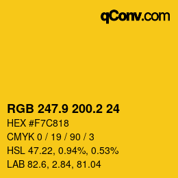 カラーコード: RGB 247.9 200.2 24 | qconv.com
