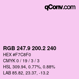 カラーコード: RGB 247.9 200.2 240 | qconv.com