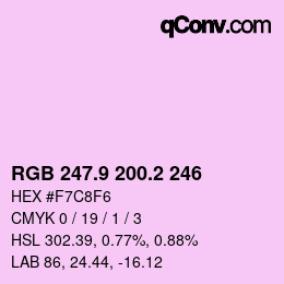 カラーコード: RGB 247.9 200.2 246 | qconv.com