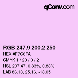 カラーコード: RGB 247.9 200.2 250 | qconv.com