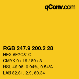 カラーコード: RGB 247.9 200.2 28 | qconv.com