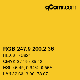 カラーコード: RGB 247.9 200.2 36 | qconv.com