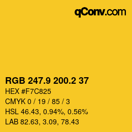 カラーコード: RGB 247.9 200.2 37 | qconv.com