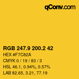 カラーコード: RGB 247.9 200.2 42 | qconv.com