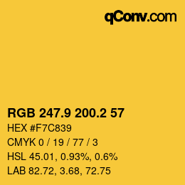 カラーコード: RGB 247.9 200.2 57 | qconv.com