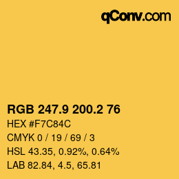 カラーコード: RGB 247.9 200.2 76 | qconv.com