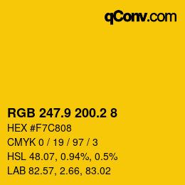 カラーコード: RGB 247.9 200.2 8 | qconv.com