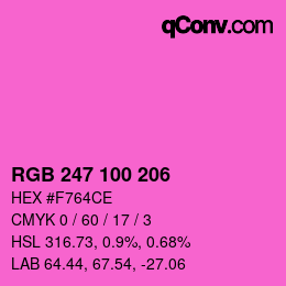 颜色代码: RGB 247 100 206 | qconv.com