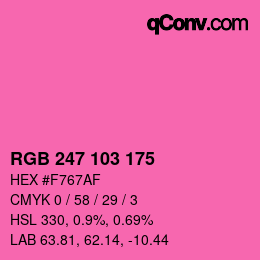 カラーコード: RGB 247 103 175 | qconv.com