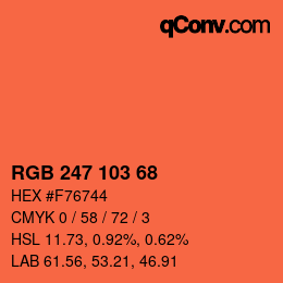 Color code: RGB 247 103 68 | qconv.com
